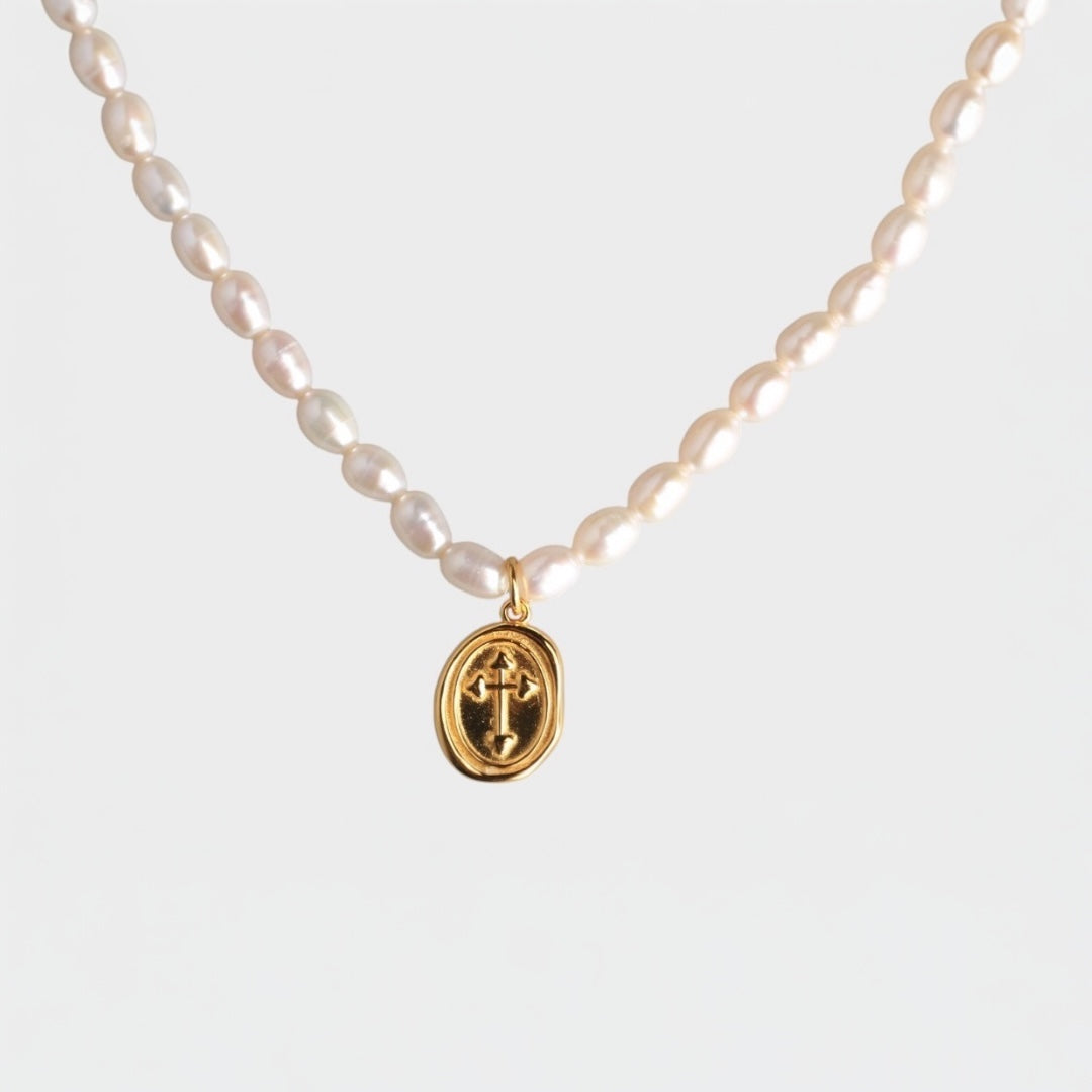 Cross Charms Pearl Necklace