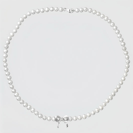 Ribbon Pearl Necklace