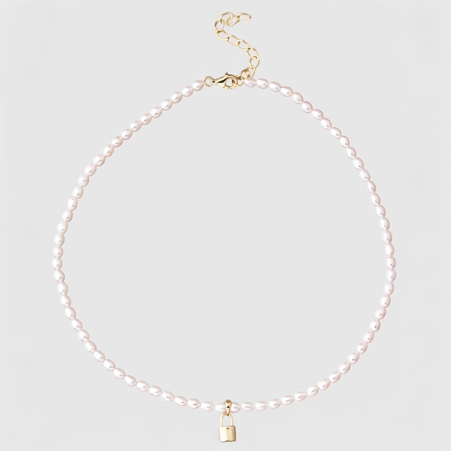 Lock Pendant Pearl Necklace
