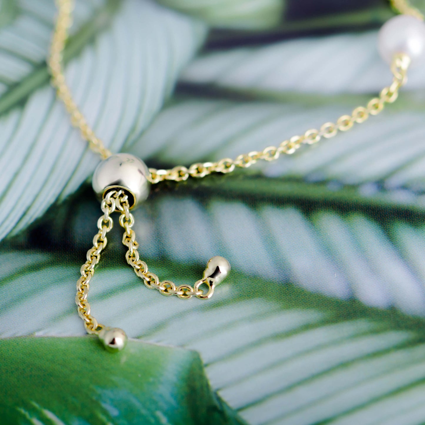 Molah Gold Plated 925 Silver Cultured Freshwater Pearl Bolo Adjustable Bracelet