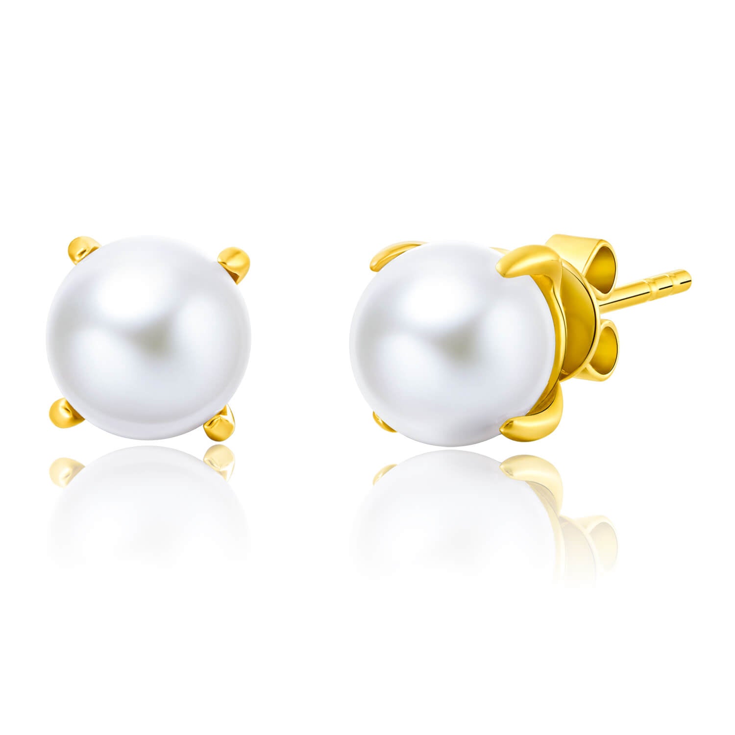 MOLAH Gold Plated 925 Silver Cultured Freshwater Pearl Stud Earrings
