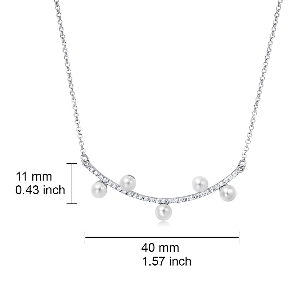 Molah 925 Silver Cultured Freshwater Pearl and Cubic Zirconia White Cherry Blossom Necklace