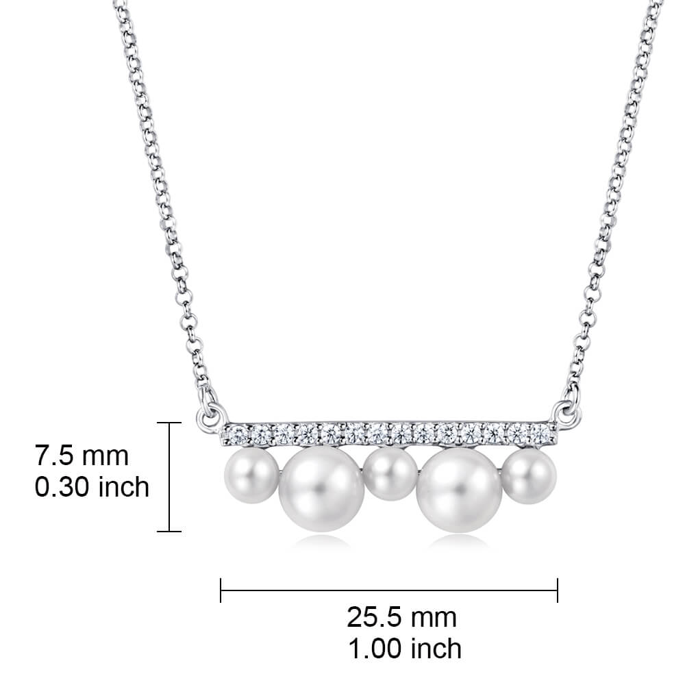 Molah 925 Silver Multi Cultured Freshwater Pearl and CZ Pendant Necklace