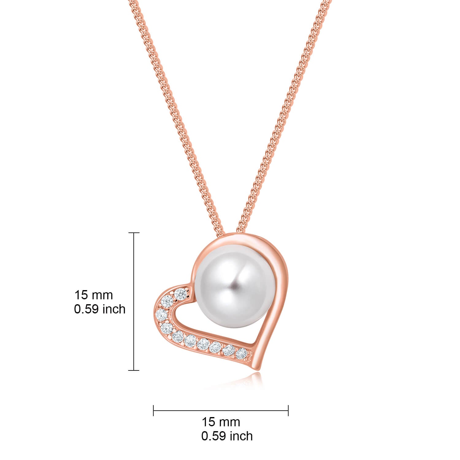 Molah Rose Gold Plated 925 Silver Cultured Freshwater Pearl and CZ Pendant Necklace